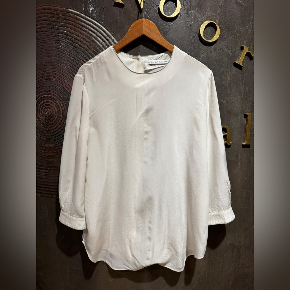 & Other Stories Cream silk casual long sleeved blouse size 10